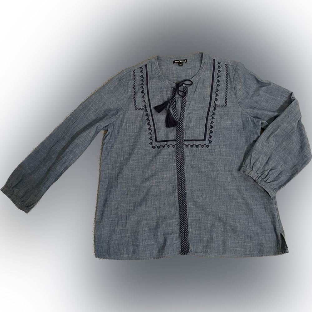 J Crew Mercantile long sleeve denim blouse